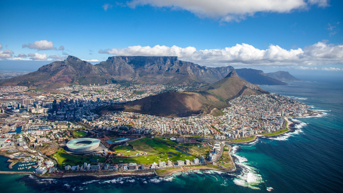 Vue arienne de Cape Town