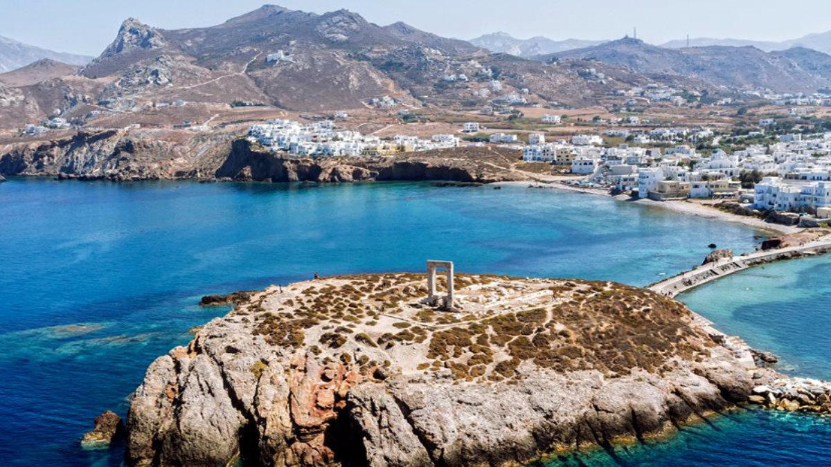 Naxos, Vue arienne de la Chora