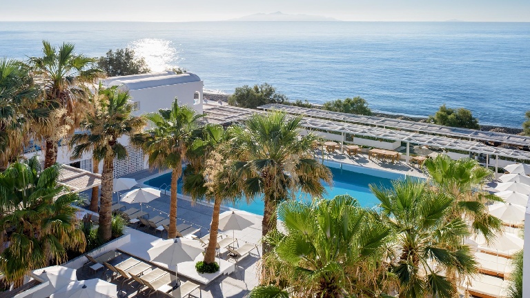 Kamari Beach hotel, vue arienne
