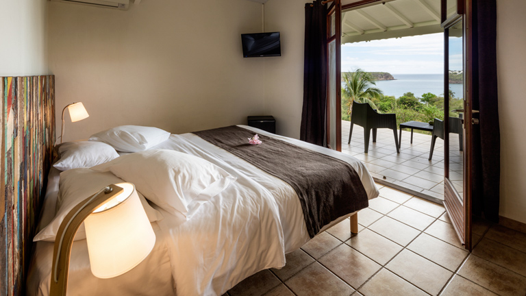 Htel Le Rayon Vert en Guadeloupe, chambre standard vue mer
