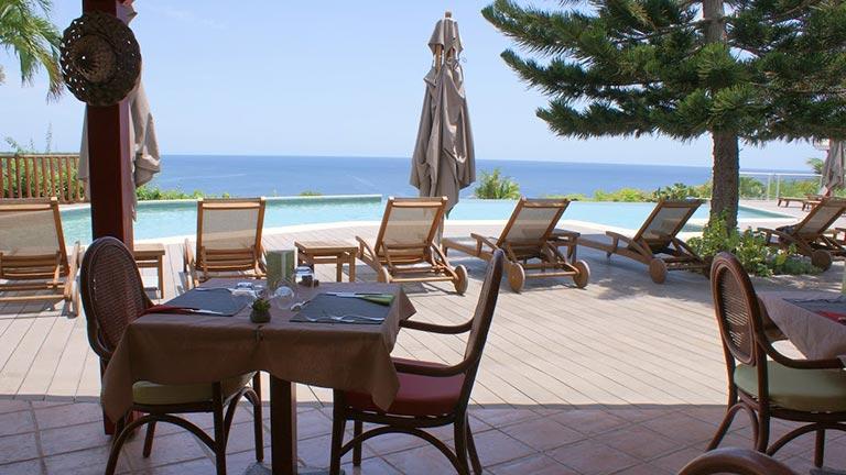 Htel Le Rayon Vert en Guadeloupe, terrasse