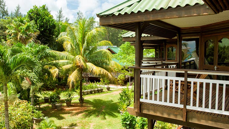 Htel Acajou aux Seychelles, jardin